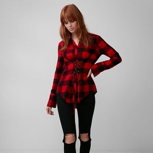 Express Flannel Corset Shirt Size Small